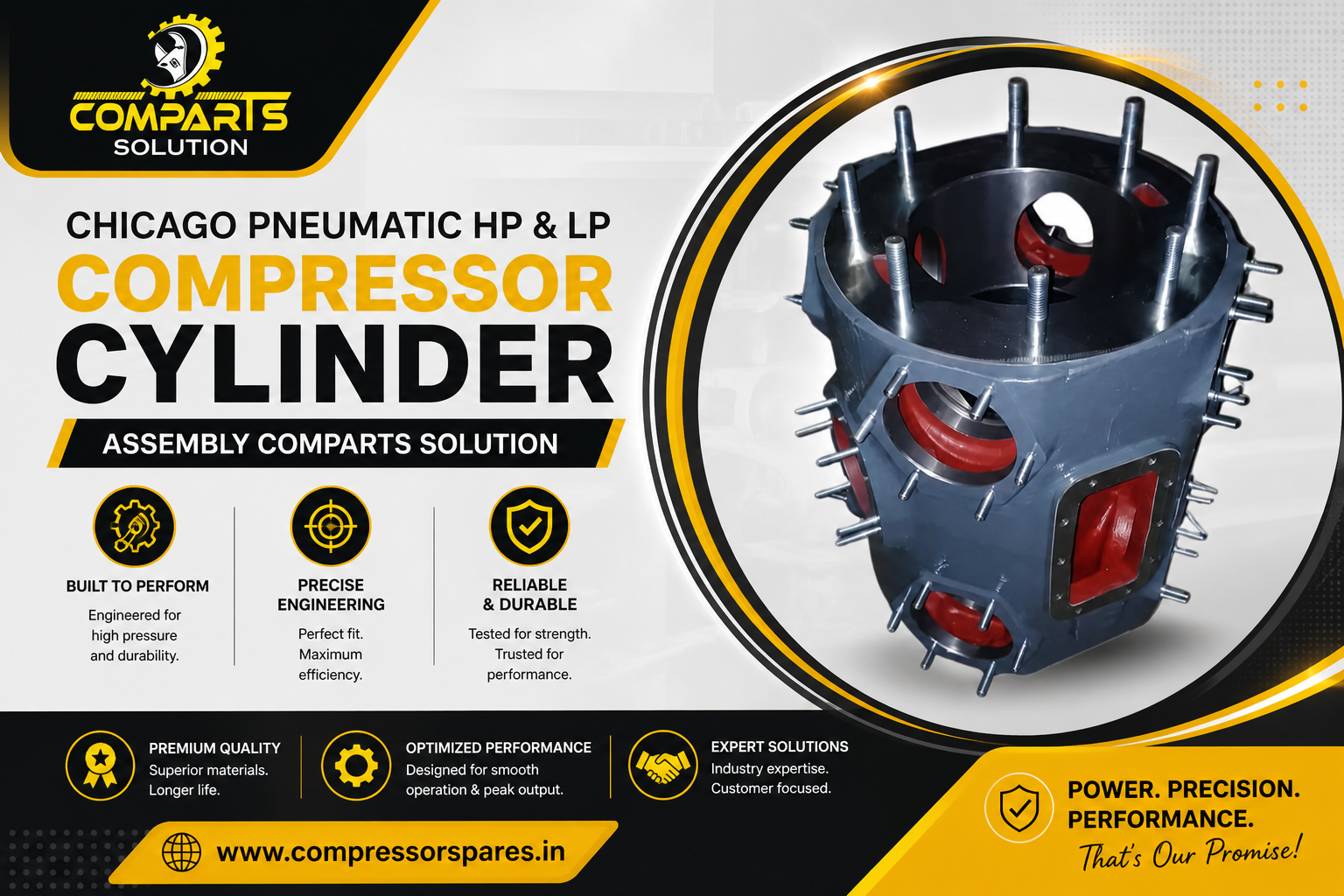 Chicago Pneumatic HP & LP Compressor Cylinder Assembly Comparts Solution