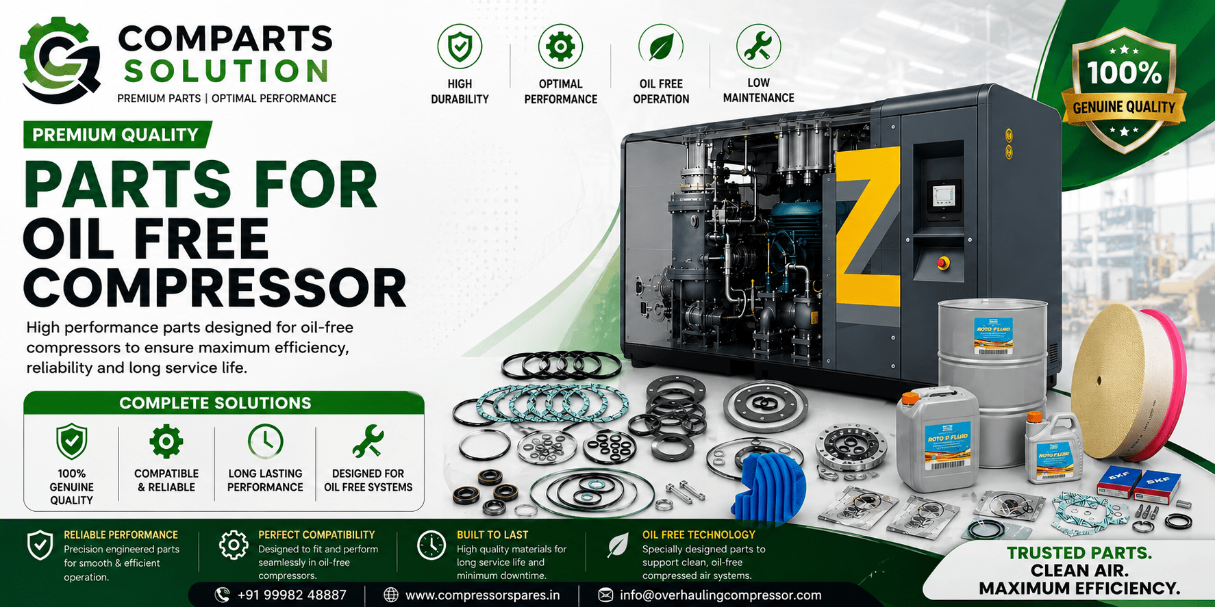 Atlas Copco Oil-Free ZR & ZT Compressor Parts Supplier 1616747281 & 1616590481