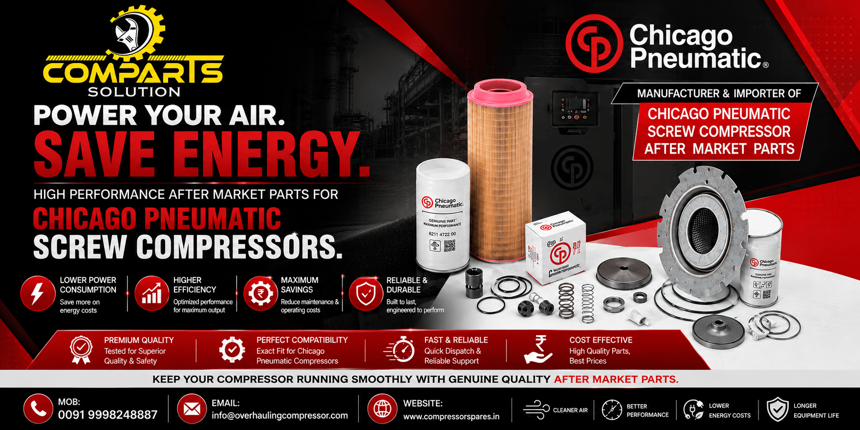 Chicago Pneumatic Screw Compressor Parts